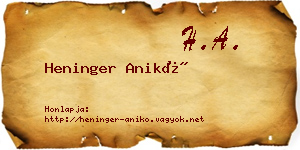 Heninger Anikó névjegykártya